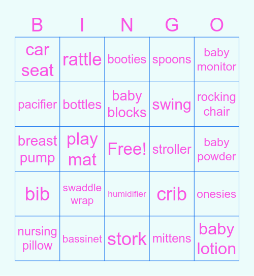 BB SHOWER x2 Bingo Card