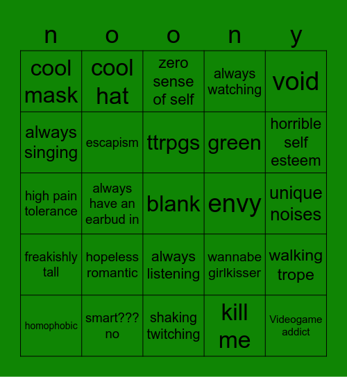 NoOne Bingo Card