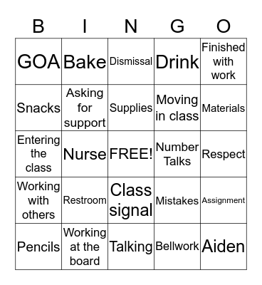 Procedure BINGO Card
