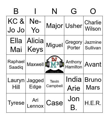 R&B Bingo Card