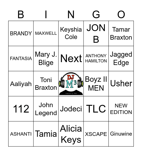 R&B Bingo Card