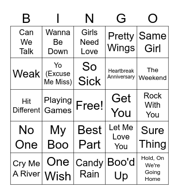 R&B Bingo Card