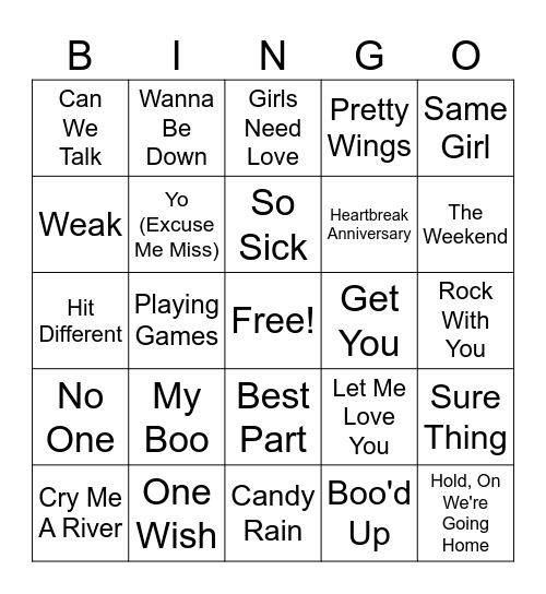 R&B Bingo Card