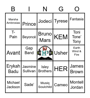 R&B Bingo Card