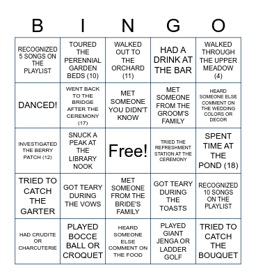 Wedding Bingo Card