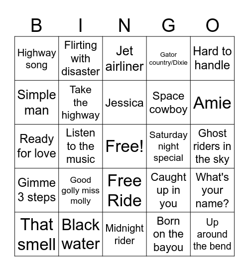 Rock on the Southern Side Bingo Card