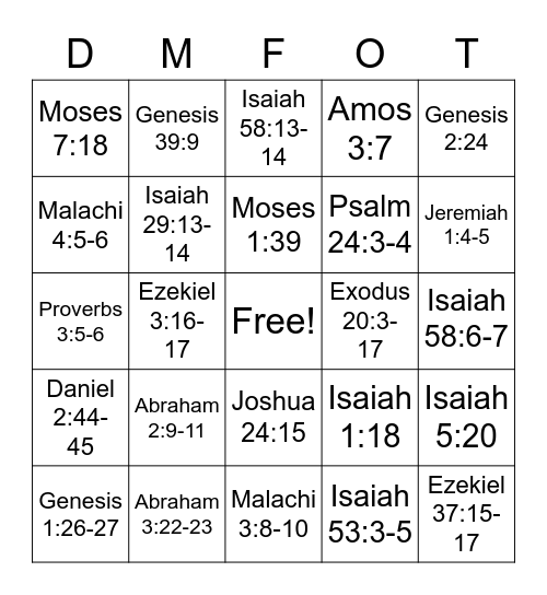Doctrinal Mastery for Old Testament Bingo Card