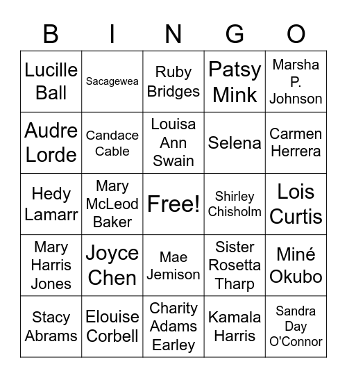 Women's History Bingo Card