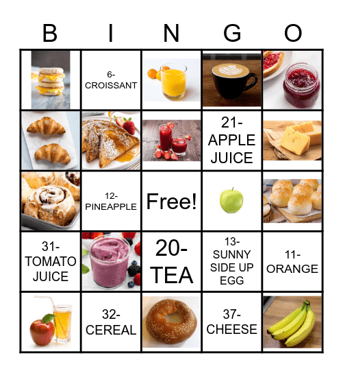 Breakfast Bingo Card