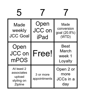 CAM-Go!: Rollout Week Bingo Card