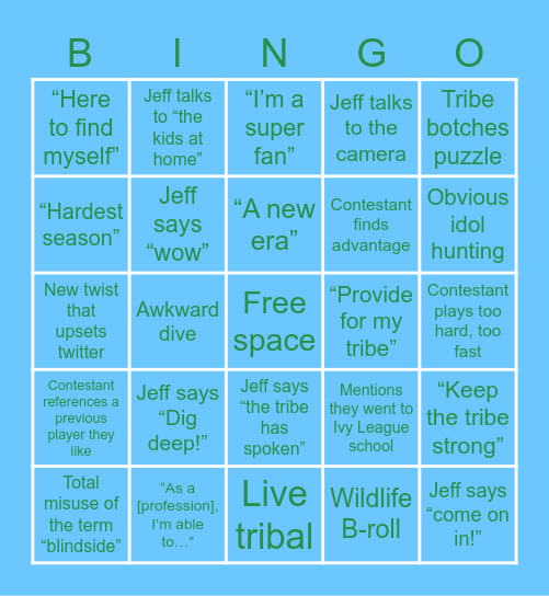 SEASON 42 Bingo Card