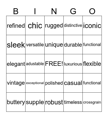 Moden Luxury Language - BINGO Card