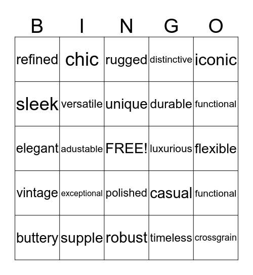 Moden Luxury Language - BINGO Card
