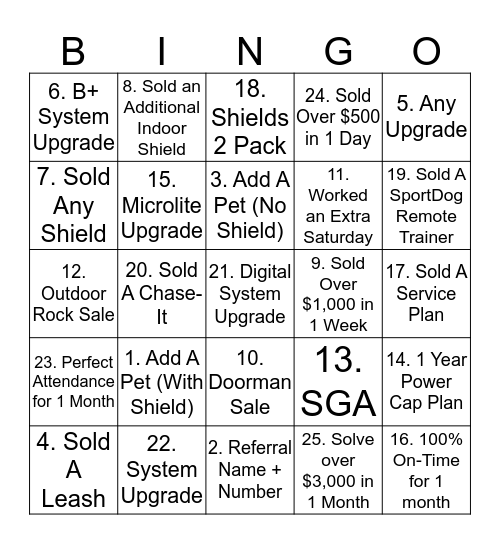 Invsible Fence Bingo Card