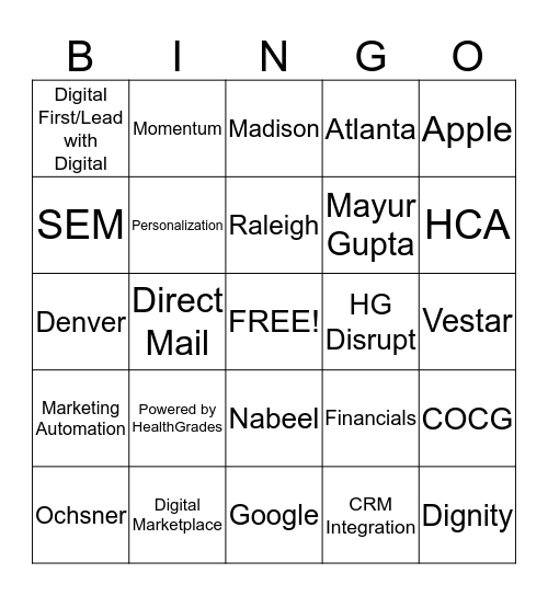 HG All-Staff Meeting BINGO Card