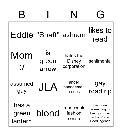 Ollie and Connor Bingo Card