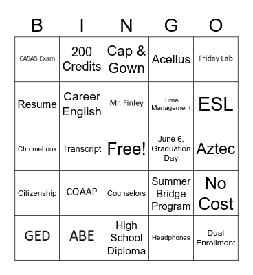 RAS Bingo Card