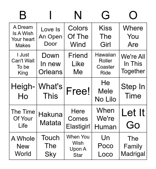 Happy Birthday McKenzie Disney Round Bingo Card