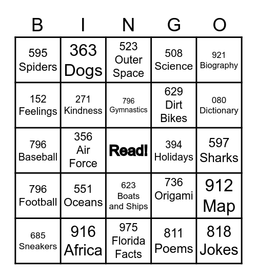Dewey Bingo Card
