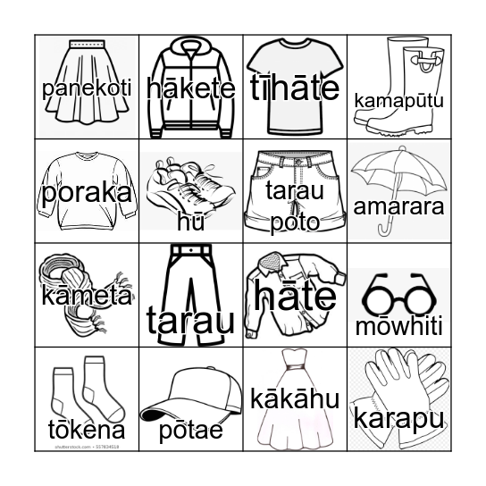kākahu Bingo Card