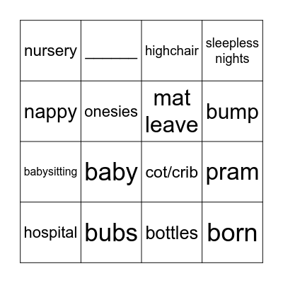 ASH'S BABY BINGO Card