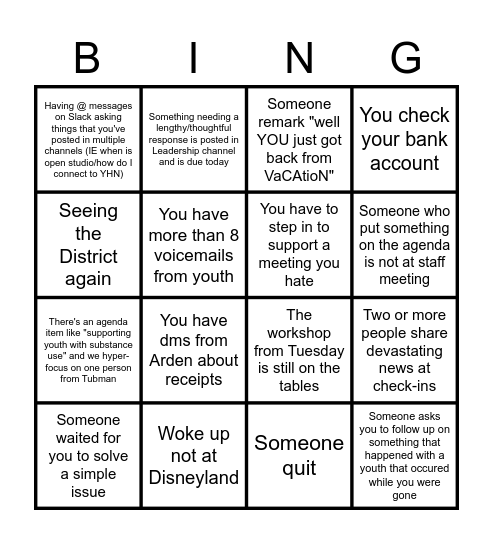 Depletion Bingo (X things that happen if they also siphon you joy Bingo Card