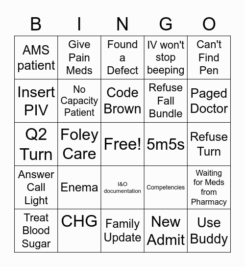 Unit 41 Bingo Card