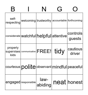 A GOOD NEIGHBOR Bingo Card