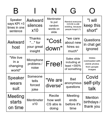 All hands bingo Card