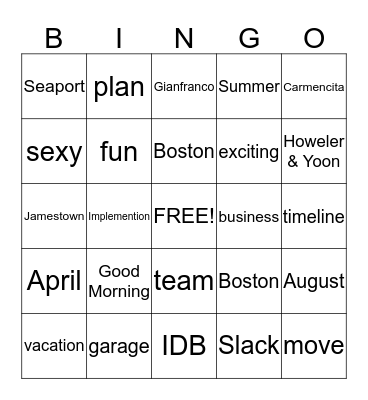 Continuum Bingo Card