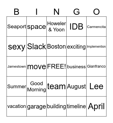 Continuum Bingo Card
