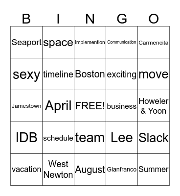 Continuum Bingo Card
