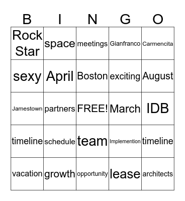 Continuum Bingo Card