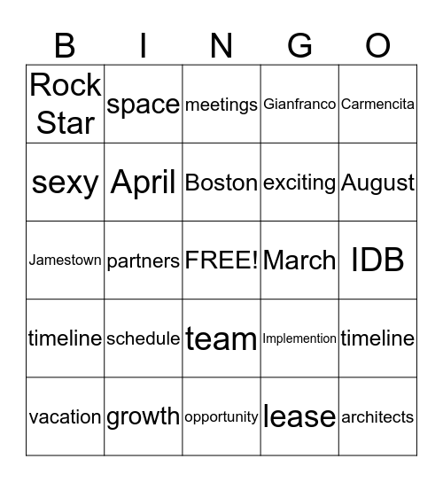 Continuum Bingo Card