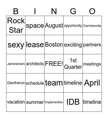 Continuum Bingo Card