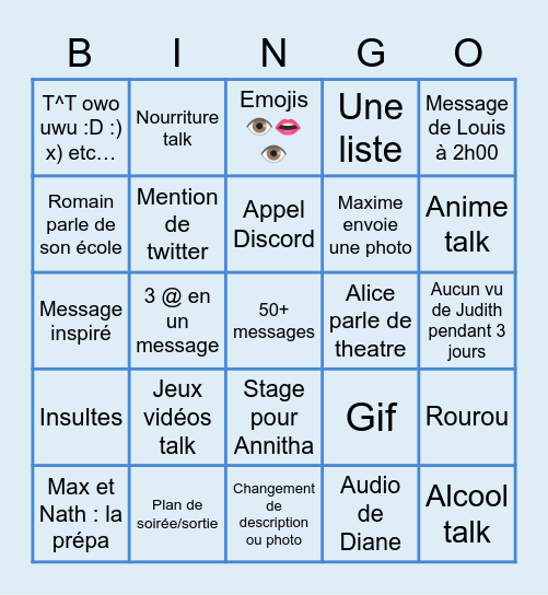 Colo-trigeot Bingo Card