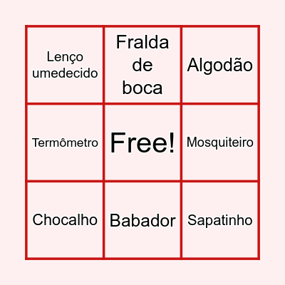 Bingo da Raquel Bingo Card