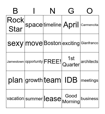 Continuum Bingo Card