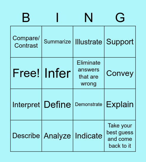 Direction WordsEl Bingo Card