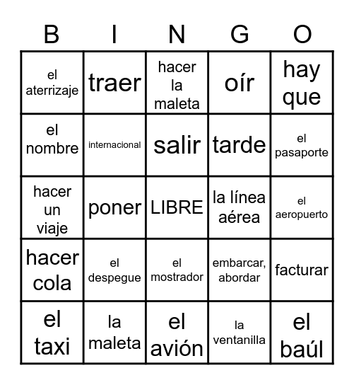 En avion Bingo Card