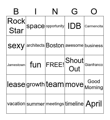 Continuum Bingo Card