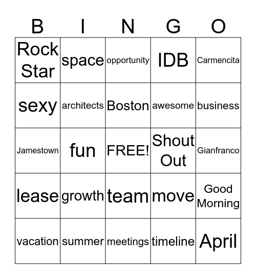 Continuum Bingo Card