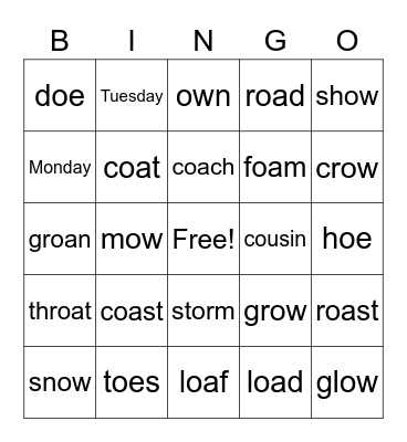 Unit 13 Week 1 Bingo Card