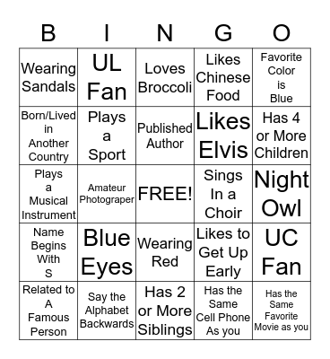 Ice Breaker Bingo Card