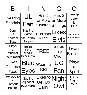 Ice Breaker Bingo Card