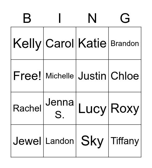 Barbie Day - Sharleen Bingo Card