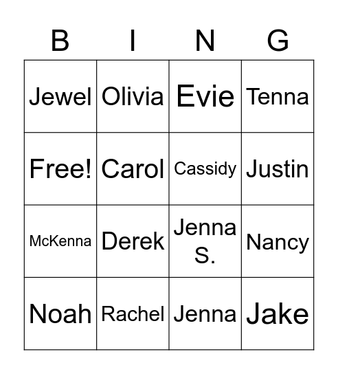 Barbie Day - Bryce Bingo Card