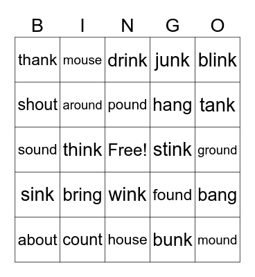 welded sounds/ diphtongs Bingo Card
