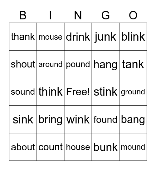 welded sounds/ diphtongs Bingo Card