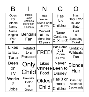 Ice Breaker Bingo Card